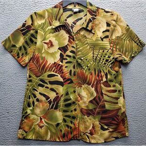 VTG Caribou Hawaiian Shirt Mens Medium Multi Tropical Print Collar Button-Up EUC
